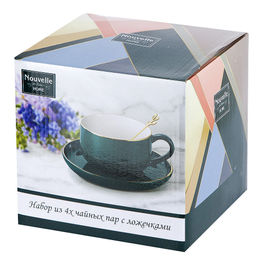 Чайный набор 8пр. с ложками Royal line. Emerald (4 персоны) v=350мл. (подарочная упаковка) - Nouvelle home фото 5