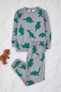 Somon-Gri Erkek Cocuk 4lu Bask?l? Pijama Tak?m? TKDAW26PT00009 - Trendyolmilla фото 4