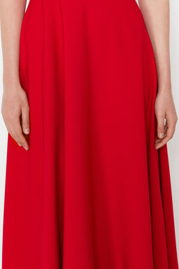 K?rm?z? A-Kesim Straplez Dokuma S?k Abiye Elbise TPRSS24EL00139