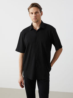 Regular Fit K?sa Kollu Erkek Dokulu G?mlek