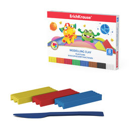 АКЦИЯ Цена за 7 шт. Пластилин классический ErichKrause Cosmic Monsters 8 цветов со стеком, 144 г (в коробке 8 шт)