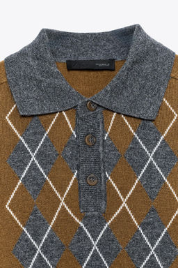 DIAMOND KNIT POLO SWEATER - Zara фото 8