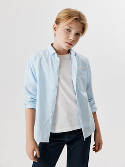 ACOOLA / Сорочка верхняя детская для мальчиков Goraziy1 голубая полоска
