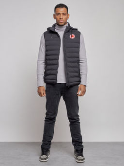 Жилетка мужская утепленная с капюшоном черного цвета 886Ch - YUNDA фото 2