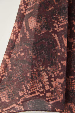 Bordo Boho Bask?l? Skater Asimetrik Etek Ucu Detayl? Esnek Orme Etek TWOAW26ET00037