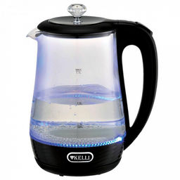 Чайник электрический "Kelli" 1,7л, стеклянный корпус, термостойкое стекло, внутренняя подсветка, автоматическое отключение, поворачивающийся корпус на 360, закрытый нагревательный элемент, защита от перегрева, мощность: 220-240В, 50Гц, 1850-2200Вт,