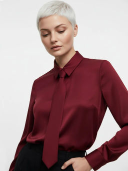 Блузка с галстуком OD-881-6 бордовый - Tantino фото 14