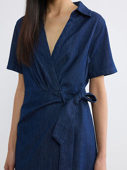 G?mlek Yaka Ku?akl? Jean Elbise