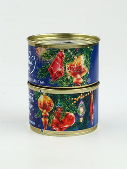 Подарочный набор новогодний в железной банке «С Новым годом»: монпансье 100 г, чай чёрный 50 г, варенье 30 г, открытка