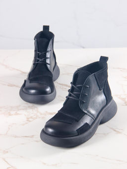 Ботинки 305.927bl.Черный черная замша/байка