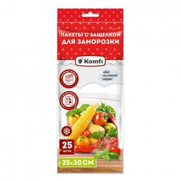 Цена за 2 шт. Пакеты для заморозки с защелкой 25см*30см Komfi 111 808