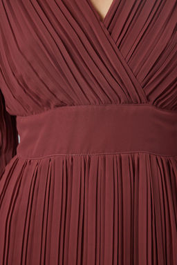 TRENDYOLMILLA K?rm?z? Piliseli Astarl? Sifon Dokuma Elbise TWOAW24EL00478  фото 13