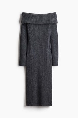 Vestido off-the-shoulder en punto de canale - H&m фото 6