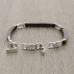 Браслет Лили из коричневой керамики покрытие светлый металл - Agat77 фото 2