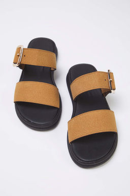 Trendyol Shoes Siyah Suet Gold Tokal? Duz Kad?n Terlik TAKSS25TE00006 - Trendyolmilla фото 10