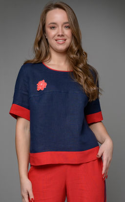 100% ЛЁН базовая блуза свободного силуета