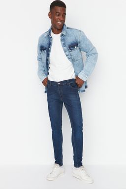 TRENDYOL MAN Indigo Skinny Esnek Kumas Dar Kesim T?rnakl? Kot Pantolon Jeans TMNSS20JE0331