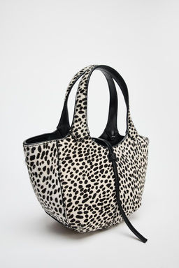 LEATHER ANIMAL PRINT MINI SHOPPER BAG - Zara фото 7
