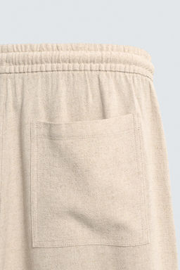 PANTAL?N RELAXED FIT ESTRUCTURA CUADROS / Beige claro