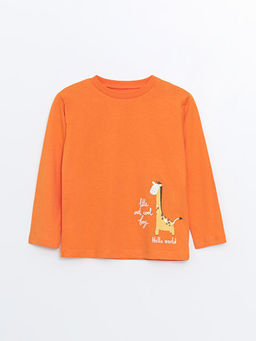 Bisiklet Yaka Uzun Kollu Bask?l? Erkek Bebek Ti??rt