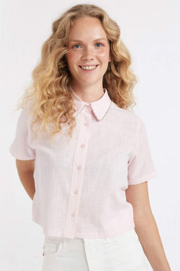 Crop K?sa Kollu Beyaz Gomlek - Defacto фото 2