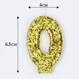 Свеча в торт Блестки, цифра 0, золото, 5,5 см - Страна карнавалия фото 2