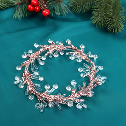 Цена за 2 шт. Ёлочная игрушка Зимнее волшебство. Венок сияние пластик, 1414 см, прозрачно-розовый фото 2