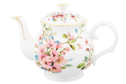 Чайник 380 мл 17*10*12 см Яблоневый цвет на белом NEW BONE CHINA
