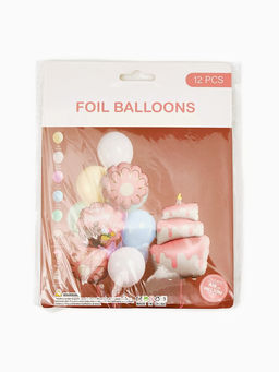 Воздушные шары "Розовый тортик" фольга, латекс, набор 12 штук