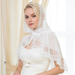 Ниспадающий платок для венчания "Прохладное утро"