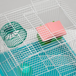 Клетка для грызунов Пижон №3, с 2-я этажами, укомплектованная, 33 х 24 х 28 см, бирюзовая  фото 6