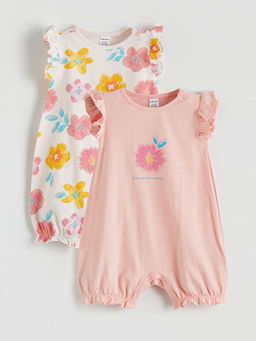 Bisiklet Yaka ?i?ekli K?z Bebek Tulum 2li