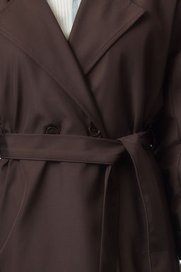 Trendyolmilla Bej Oversize Kusakl? Su Itici Uzun Trenckot TWOAW24TR00019  фото 22