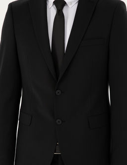 Siyah Slim Fit Y_nl_ Tak_m Elbise