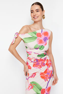 TRENDYOLMILLA Limited Edition Cok Renkli Cicek Bask?l? Orme Maxi Esnek Kalem Elbise TWOSS24EL00563  фото 11