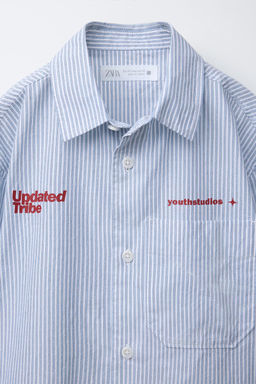 STRIPED SHIRT WITH SLOGAN - Zara фото 3