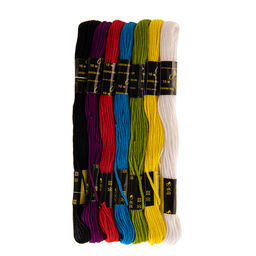 Нитки для вышивания ПНК им. Кирова мулине Школьный 100% хлопок 7 цв. x 10 м АССОРТИ