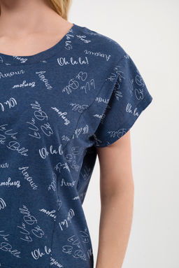 Пижама женская из футболки и шорт из кулирки Бонжур голубой - Амадэль фото 11