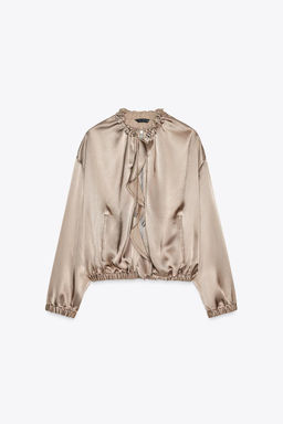 SATIN JACKET WITH RUFFLES - Zara фото 3