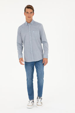 Мужская синяя рубашка с длинным рукавом Неожиданная скидка в корзине - U.s. polo assn фото 4