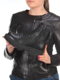 01-5275-1 BLACK Ботинки демисезонные женские (натуральная и искусственная кожа, байка) - Фабричный китай фото 2