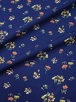 Мерный лоскут - Штапель Премиум Аленький цветочек цв.темно-синий, ш.1.44м, вискоза-100%