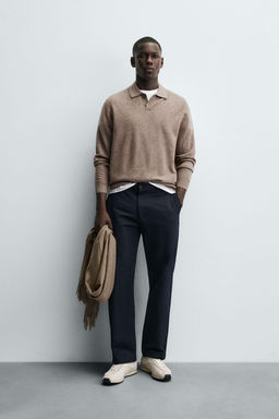 TEXTURED STRAIGHT-LEG TROUSERS