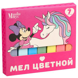 Цена за 6 шт. Мелки цветные школьные 7 шт. «Единорог» «Минни Маус и единорог»