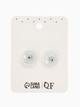 Цена за 2 шт. Серьги со стразами "Квадрат" 12*12мм, цвет белый в серебре