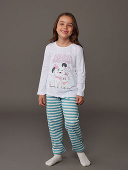 Bisiklet Yaka K?z ?ocuk Pijama Tak?m?