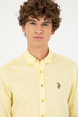 Мужская желтая базовая рубашка с длинным рукавом Неожиданная скидка в корзине - U.s. polo assn фото 2