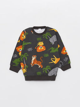 Bisiklet Yaka Uzun Kollu Bask?l? Erkek Bebek Sweatshirt ve E?ofman Alt? 2li Tak?m - Waikiki фото 2