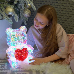 ULD-R508 USB BEAR WITH HEART Светильник декоративный Мишка с сердцем, с USB проводом. 200 светодиодов. Белый свет. Цвет корпуса радужный. TM Uniel