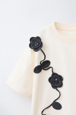 CAMISETA FLORES CROCHET / Crudo - Zara фото 3
